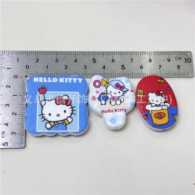 Wholesale 100pcs/pack Cat print irregular beaded pen accessories 	OLY Exclusive